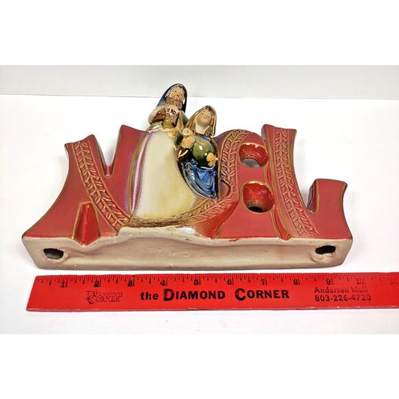 VTG NOEL Spellout Christmas Ceramic Standing Nativity Figurine Joseph Mary Jesus - Picture 7 of 9